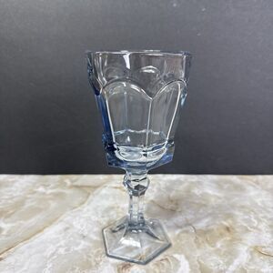 1 Fostoria Virginia Light Blue Wine/Goblet Glass-Heavy Footed 7”